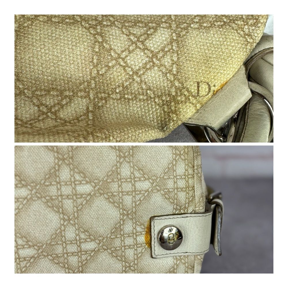 Dior Cream Cherie Cannage Printed Canvas Zip Bag - Picture 15 of 16